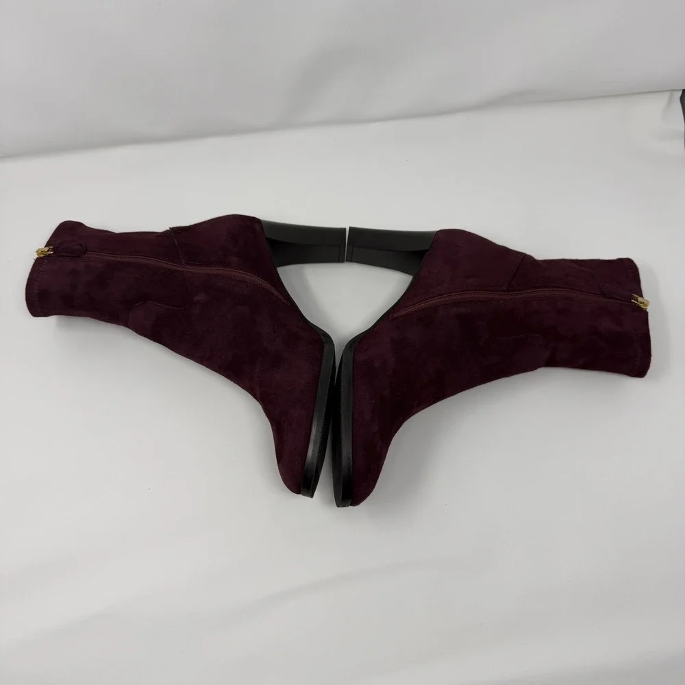 NWT LK Bennett Kayla Burgundy Suede Ankle Boots Made in Italy‎  Block Heel 38.5